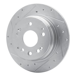 Acura CL Brake Rotor (1) - Rear Left - R1 Concepts - Drilled & Slotted - Silver - `01-`03